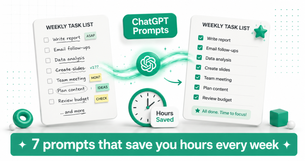 Seven ChatGPT prompts saving hours of time on a weekly task list