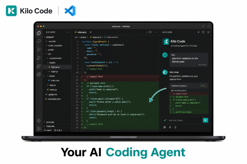 Kilo Code logo paired with the VS Code icon side by side