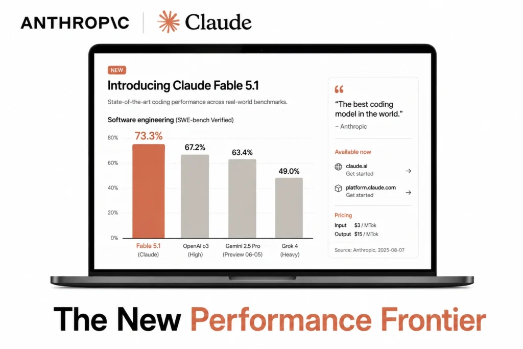 Claude Fable 5.1 model comparison showing performance benchmarks